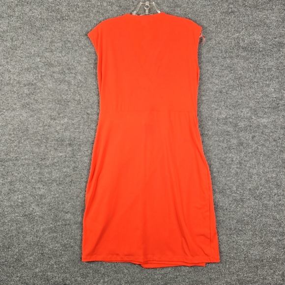 Michael Kors Sleeveless V-Neck Coral Red Gold Hardware Women's Dress MSRP $120 - Picture 3 of 10